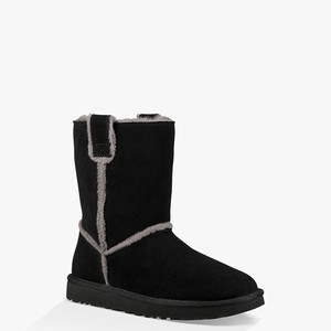 Ugg Classic Short Spill Seam Women Classic Boots Black (3871HGKAN)